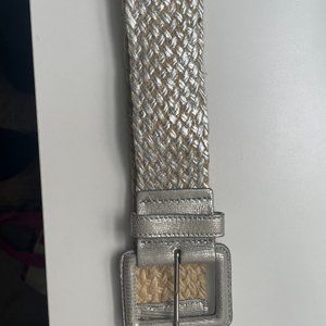 Club Monaco Straw and Silver Belt - size 8
